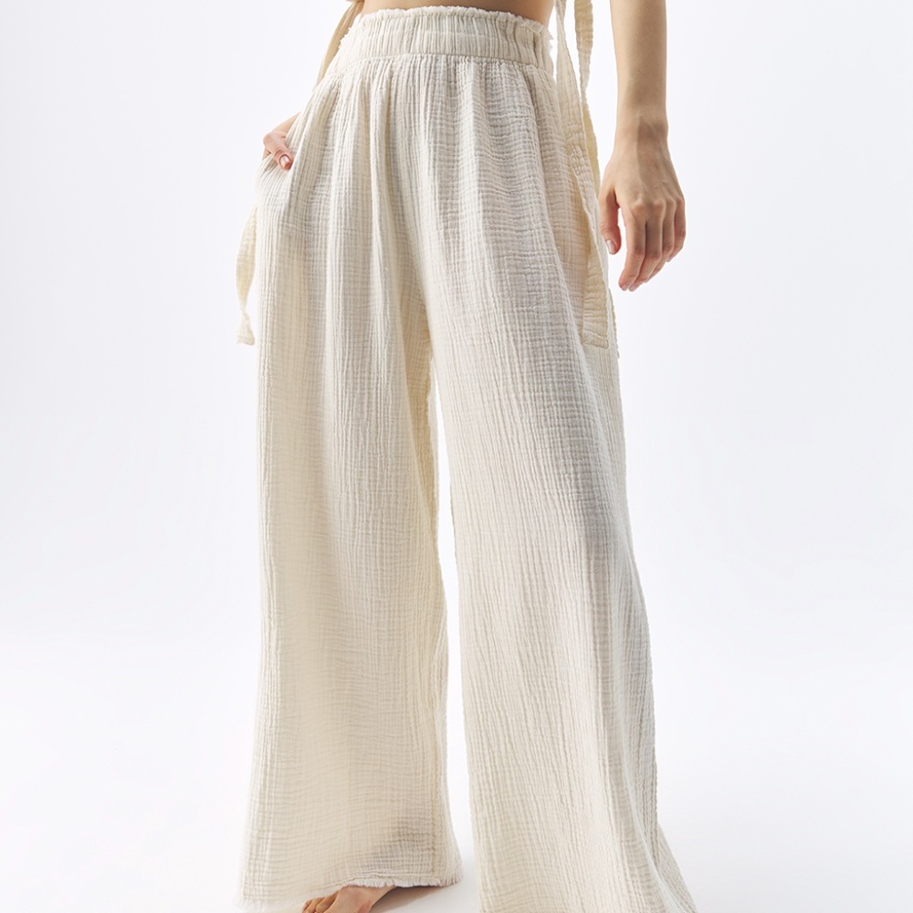 Simpuna Crinkle Palazzo Pants in Cream